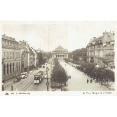 CPA - STRASBOURG - La Place Broglie & Le Théâtre - Années 1920