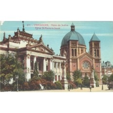 CPA - STRASBOURG - palais De Justice & Eglise St Pierre Le Jeune - Années 1910