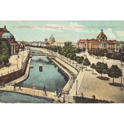 CPA - STRASBOURG - Vue Sur L'Ill & Place De La République - Années 1920