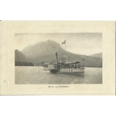 CPA: ANNECY. BATEAU A VAPEUR SUR LE LAC. Années 1900.