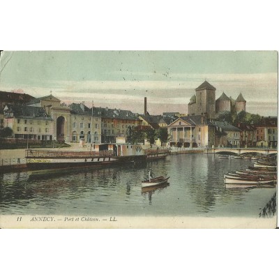 CPA: ANNECY. PORT ET CHATEAU. Années 1900. COULEURS.