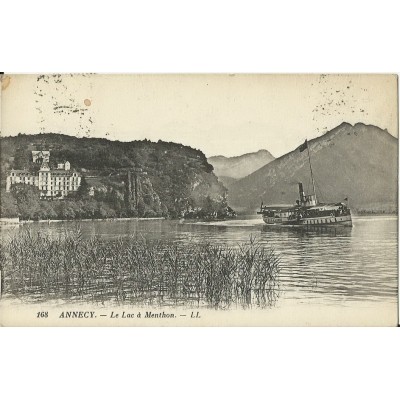 CPA: ANNECY.LE LAC à MENTHON. LE VAPEUR. Années 1910 .