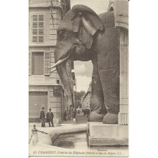 CPA: CHAMBERY. FONTAINE des ELEPHANTS, RUE BOIGNE ANIMEE. Années 1910.