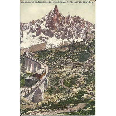 CPA: CHAMONIX. LE VIADUC DE LA MER DE GLACE ET L'AIGUILLE DU DRUZ, Années 1910