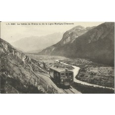 CPA: LA VALLEE DU RHONE VU DE LA LIGNE MARTIGNY-CHAMONIX. Années 1910.