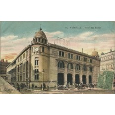 CPA: MARSEILLE, HOTEL DES POSTES, COULEURS, ANNEES 1900.