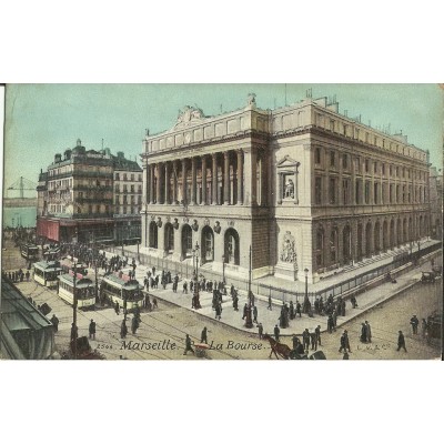 CPA: MARSEILLE, LA BOURSE EN COULEURS, ANNEES 1900.