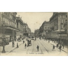 CPA: MARSEILLE, LA CANEBIERE, DANS LES ANNEES 1900.