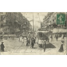 CPA: MARSEILLE, LA CANNEBIERE VUE DU COURS, VERS 1910.