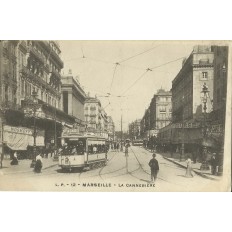 CPA: MARSEILLE, LA CANNEBIERE, LE TRAMWAY, DANS LES ANNEES 1900/10.