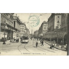 CPA: MARSEILLE, LA CANNEBIERE, UNE VUE DES ANNEES 1910.