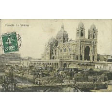 CPA: MARSEILLE, LA CATHEDRALE, LE STOCKAGE. ANNEES 1900