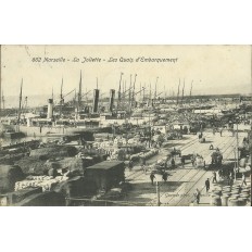 CPA: MARSEILLE, LA JOLIETTE, LES QUAIS D'EMBARQUEMENT , ANNEES 1900.