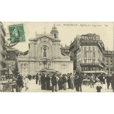 CPA: MARSEILLE, LA PLACE DES AUGUSTINS, ANNEES 1900.