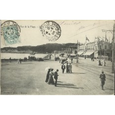 CPA: MARSEILLE, LA PLAGE, COTE GAUCHE, ANIMEE, ANNEES 1900