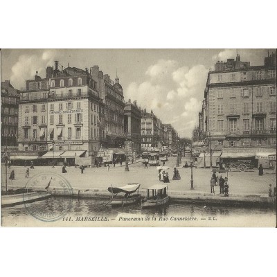 CPA: MARSEILLE, PANORAMA DE LA RUE CANNEBIERE, VERS 1910