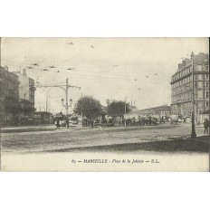 CPA: MARSEILLE, PLACE DE LA JOLIETTE, ANIMATION. ANNEES 1900