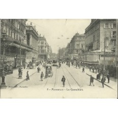 CPA: MARSEILLE, UNE VUE SUR LA CANNEBIERE, années 1900