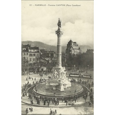 CPA: MARSEILLE,ANNEES 1900. FONTAINE CANTINI (PLACE CASTELLANE).