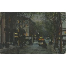 CPA: NICE. AVENUE DE LA GARE AU CREPUSCULE, Animéé, vers 1900.