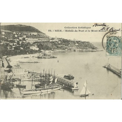 CPA: NICE. ENTEE DU PORT ET LE MONT BORON. Années 1900.