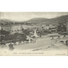 CPA: NICE. LES NOUVEAUX JARDINS ET LE CASINO MUNICIPAL. Années 1900.