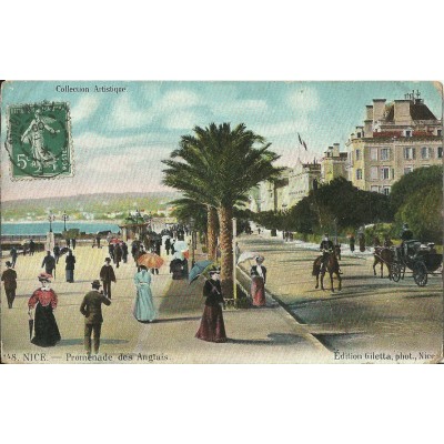 CPA: NICE. PROMENADE DES ANGLAIS (COULEURS), Années 1900.