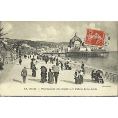 CPA: NICE. PROMENADE DES ANGLAIS ET PALAIS DE LA JETEE, Animéé, vers1910.