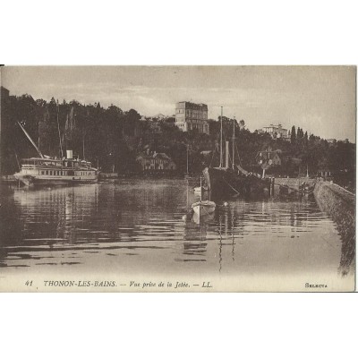 CPA: THONON-LES-BAINS. VUE PRISE DE LA JETEE. Années 1900.