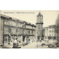 CPA: AIX-EN-PROVENCE, HOTEL DE VILLE ET TOUR DE L'HORLOGE, ANNEES 1900.