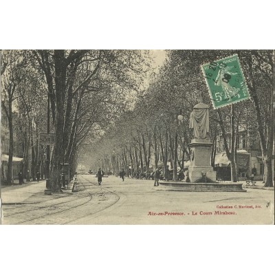 CPA: AIX-EN-PROVENCE, LE COURS MIRABEAU , vers 1900.