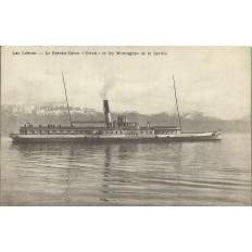 CPA: LAC LEMAN, LE BATEAU-SALON "EVIAN" , Années 1910.