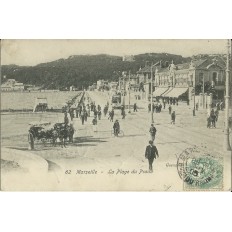 CPA: MARSEILLE, LA PLAGE DU PRADO, ANNEES 1900.