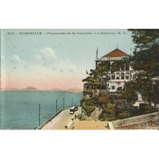 CPA: MARSEILLE, LA PROMENADE DE LA CORNICHE, LA RESERVE, ANNEES 1900.