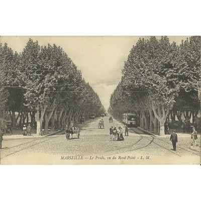 CPA: MARSEILLE, LE PRADO, VU DU ROND-POINT, ANNEES 1900.