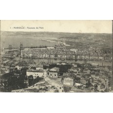 CPA: MARSEILLE, PANORAMA DES PORTS, ANNEES 1910.