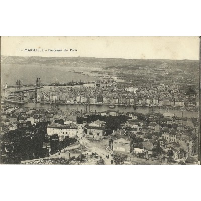 CPA: MARSEILLE, PANORAMA DES PORTS, ANNEES 1910.