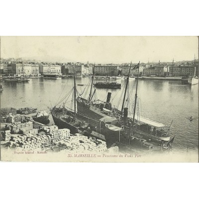 CPA: MARSEILLE, PANORAMA DU VIEUX PORT, ANNEES 1900.