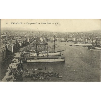 CPA: MARSEILLE, VUE AU DESSUS DU PORT. ANNEES 1910.