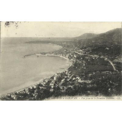 CPA: MENTON ET GARAVAN, Vue prise de la Frontière. Années 1900