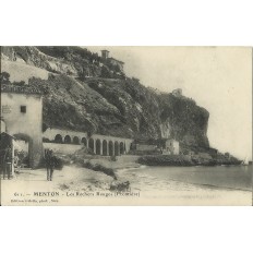 CPA: MENTON, LES ROCHERS ROUGES (Frontière). Années 1900