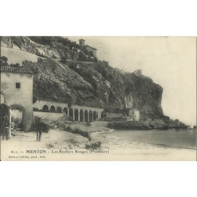 CPA: MENTON, LES ROCHERS ROUGES (Frontière). Années 1900