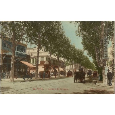 CPA: NICE, AVENUE DE LA GARE. Animée. Années 1900.