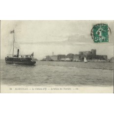 CPA: MARSEILLE,LE BATEAU DES TOURISTES, CHATEAU D'IF, ANNEES 1910.