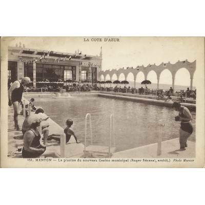 CPA: MENTON. La Piscine du Nouveau Casino Municipal. Années 1930