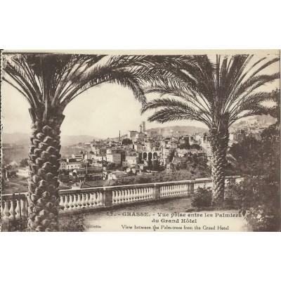 CPA: GRASSE, Vue prise entre les Palmiers du Grand Hotel, Années 1920