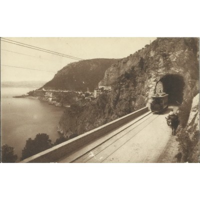 CPA: BEAULIEU, TUNNEL DE LA MALA ET LE CAP D'EZE, Années 1900.