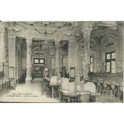 CPA: AIX-LES-BAINS. LE GRAND CERCLE, SALLE DE LECTURE. Années 1910.