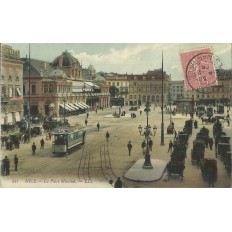 CPA - NICE, LA PLACE MASSENA, ANIMEE, EN COULEURS, Années 1900.