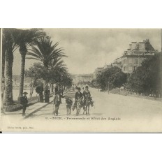 CPA - NICE, PROMENADE ET HOTEL DES ANGLAIS, ANES, ENFANTS, vers 1900.